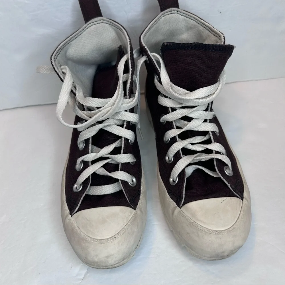 Converse kids High-Top Platform Sneakers Brown and White Shoes Size 6